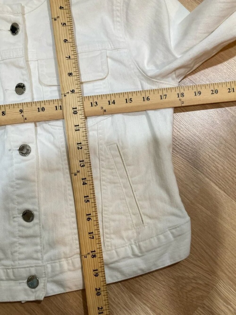 Lauren Ralph Lauren White Collarless Denim Jacket - Picture 7 of 7